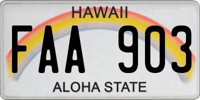 HI license plate FAA903