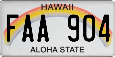 HI license plate FAA904