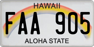 HI license plate FAA905