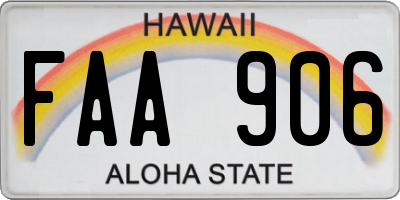 HI license plate FAA906