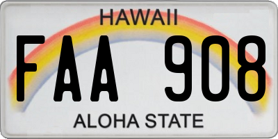 HI license plate FAA908