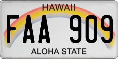 HI license plate FAA909