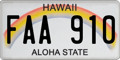 HI license plate FAA910
