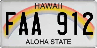 HI license plate FAA912