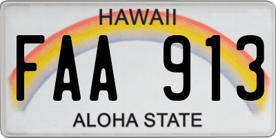 HI license plate FAA913