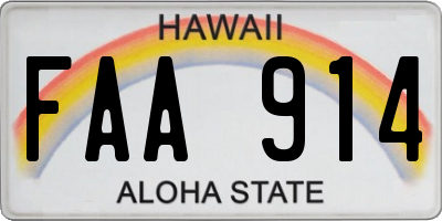 HI license plate FAA914