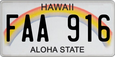 HI license plate FAA916