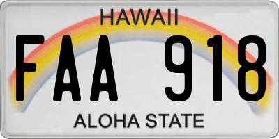 HI license plate FAA918