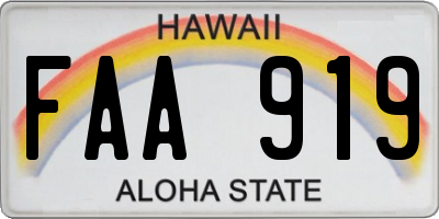 HI license plate FAA919
