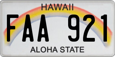 HI license plate FAA921