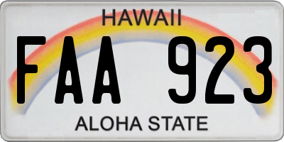 HI license plate FAA923