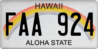 HI license plate FAA924