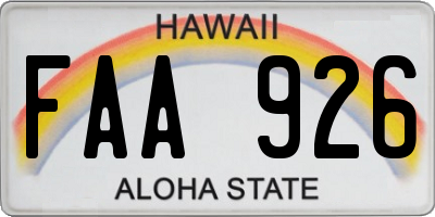 HI license plate FAA926