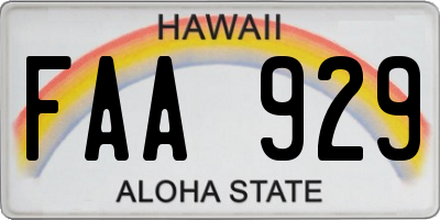 HI license plate FAA929