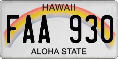 HI license plate FAA930