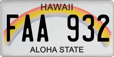 HI license plate FAA932