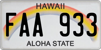 HI license plate FAA933