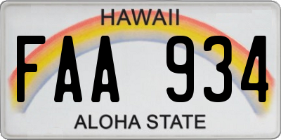 HI license plate FAA934