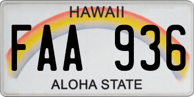 HI license plate FAA936