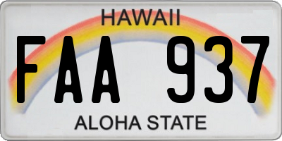 HI license plate FAA937