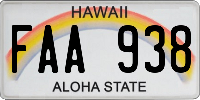 HI license plate FAA938