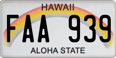 HI license plate FAA939