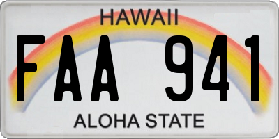 HI license plate FAA941