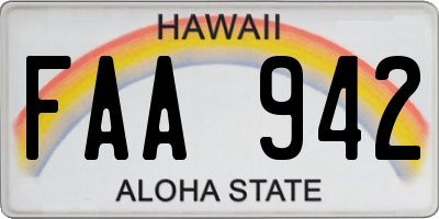 HI license plate FAA942