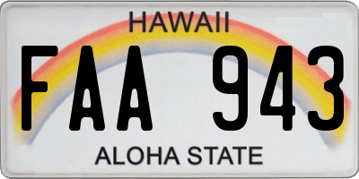HI license plate FAA943