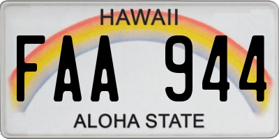 HI license plate FAA944