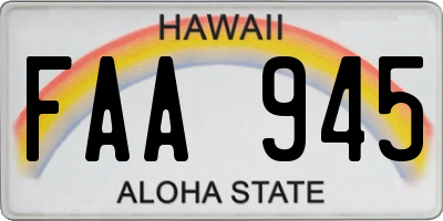 HI license plate FAA945