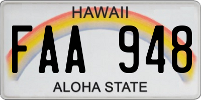 HI license plate FAA948