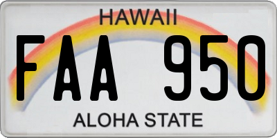 HI license plate FAA950