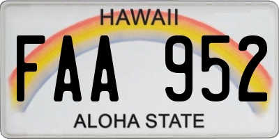 HI license plate FAA952