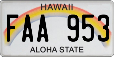 HI license plate FAA953