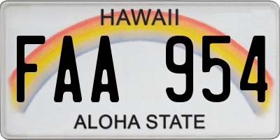 HI license plate FAA954