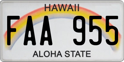 HI license plate FAA955