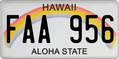 HI license plate FAA956
