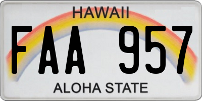HI license plate FAA957