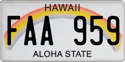 HI license plate FAA959