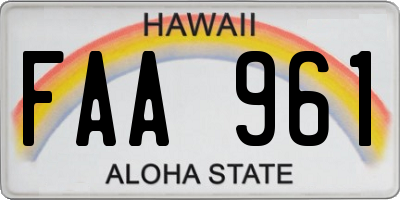 HI license plate FAA961
