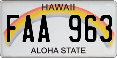 HI license plate FAA963