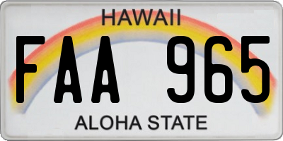 HI license plate FAA965