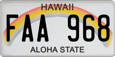 HI license plate FAA968