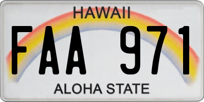 HI license plate FAA971
