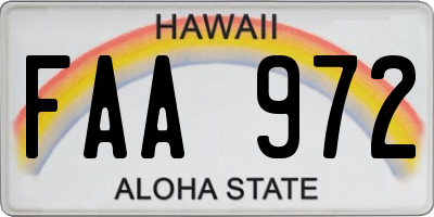 HI license plate FAA972
