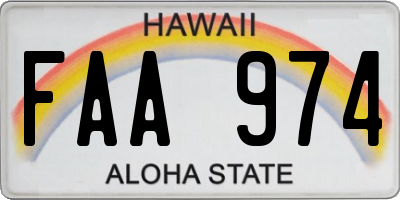 HI license plate FAA974