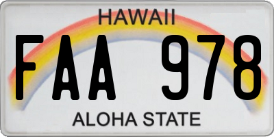 HI license plate FAA978