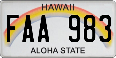 HI license plate FAA983
