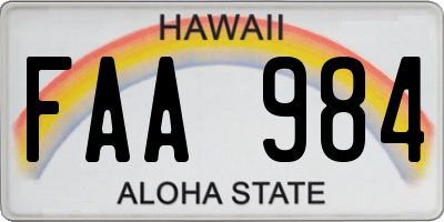 HI license plate FAA984